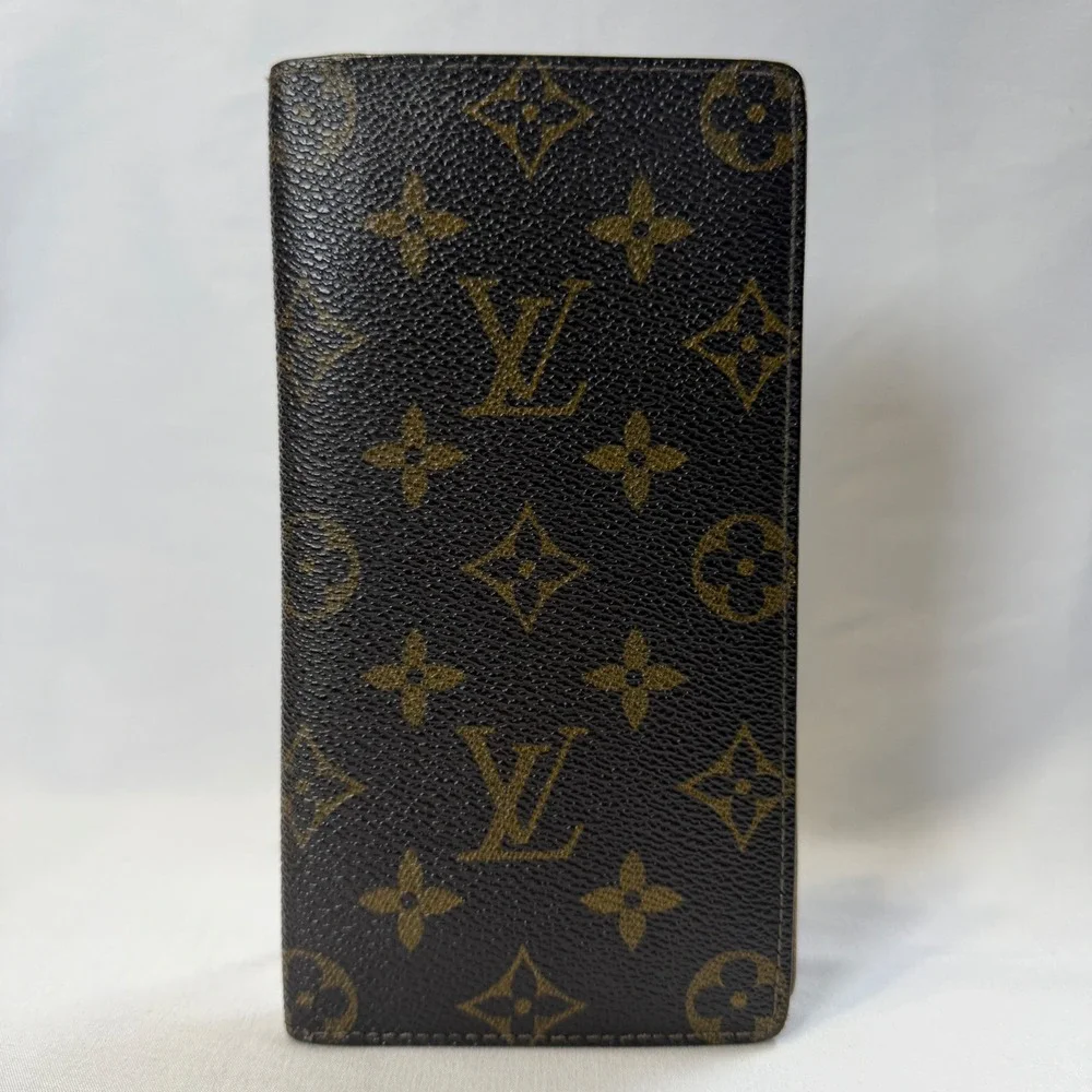 Louis Vuitton Monogram Canvas Long Bifold Wallet Unisex Brown Vintage LV